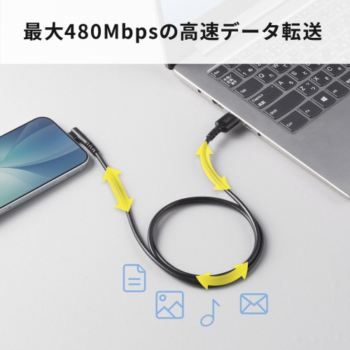 USB Type-Cケーブル 1m USB 2.0 L型コネクタ USB-C USB Aコネクタ