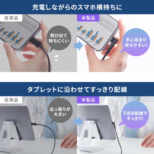 USB 2.0 Type-Cケーブル(C-A・L型・2m)