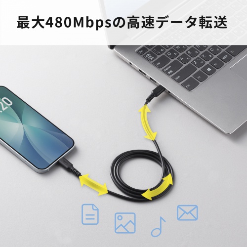 USB 2.0 Type-Cケーブル(C-C・ストレート・60W・1m)