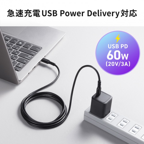 USB 2.0 Type-Cケーブル(C-C・ストレート・60W・2m)
