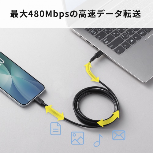 USB 2.0 Type-Cケーブル(C-C・ストレート・60W・2m)