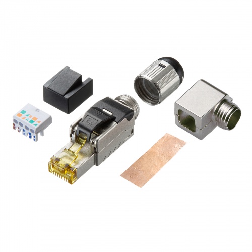 L字型 RJ-45コネクタ 自作用 カテゴリ6A かしめ工具不要