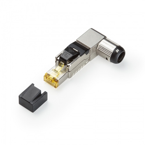 L字型 RJ-45コネクタ 自作用 カテゴリ6A かしめ工具不要