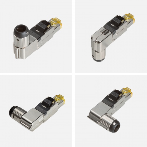 L字型 RJ-45コネクタ 自作用 カテゴリ6A かしめ工具不要