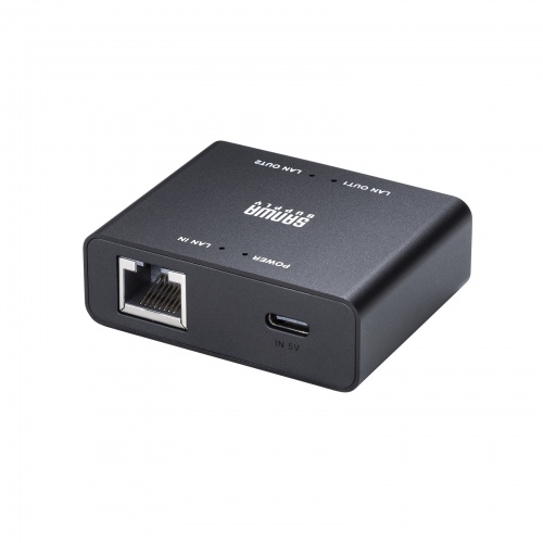 スイッチングハブ LANハブ ギガビット 3ポート 2分配 USB-C給電 金属筐