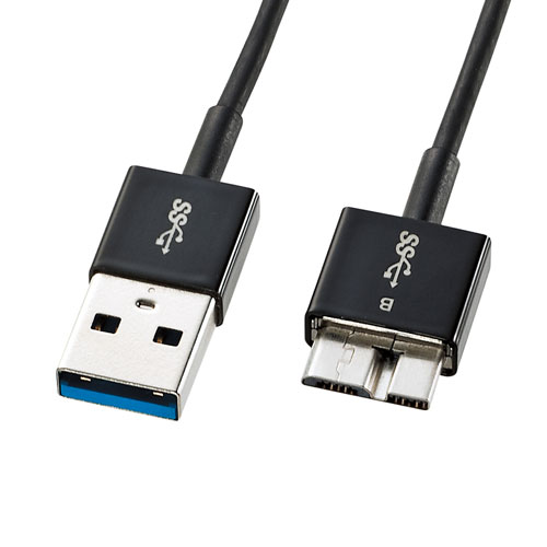 極細 USBケーブル 0.5m USB3.0 USB A-microBコネクタ ブラック