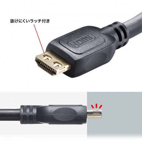 【アウトレット】抜け止めHDMIケーブル 10m 4K/60Hz HDR HEC ARC対応