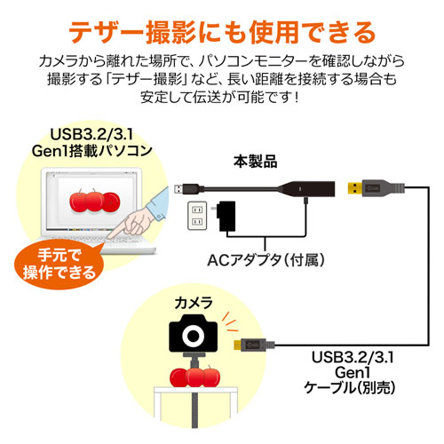 USBアクティブリピーターケーブル 3m USB 3.2 延長ケーブル