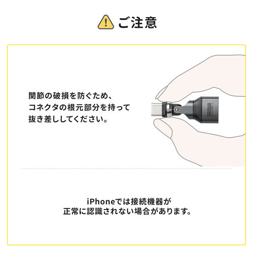 USB変換アダプタ 540°回転 L型コネクタ USB2.0 USB-Cオス USB Aメス ガンメタリック