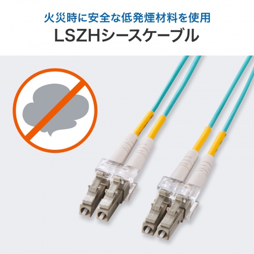 メガネ型 光ファイバケーブル マルチモード 50μmOM3 LC×2-LC×2 50m 2芯 分割可能 屋内用 長距離伝送 ギガビットイーサネット対応 LSZH