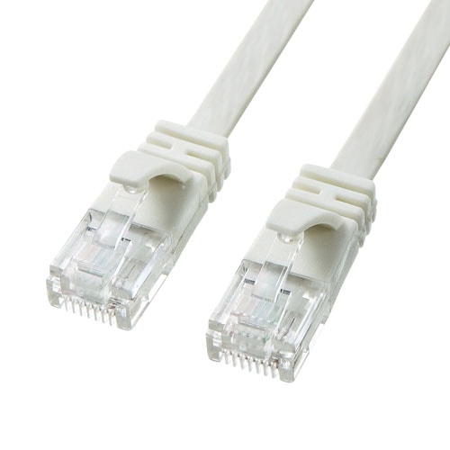 【アウトレット】薄型LANケーブル Cat6A 5m より線 UTP 爪折れ防止カバーつき ホワイト