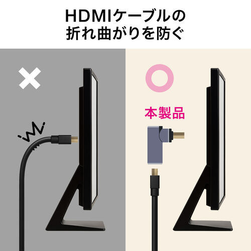 【アウトレット】HDMIアダプタ 下向き マグネット着脱 8K 4K/60Hz eARC 対応 変換 コネクタ 90度 L字 L型 延長 配線 テレビ サウンドバー ゲーム 48Gbps ハイスピード