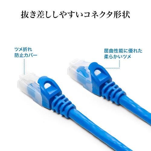 ツメが折れない LANケーブル カテゴリ6A 0.5m より線 UTP ピンク