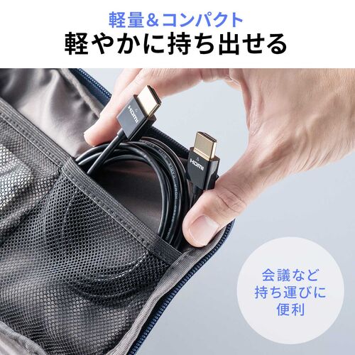 スリムHDMIケーブル 2m 4K/30Hz 10.2Gbps ハイスピードHDMI/500-HD037