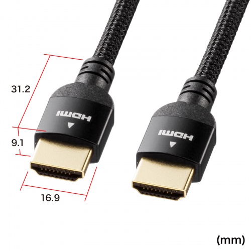 ハイスピードHDMIケーブル ナイロンメッシュ 2m ブラック