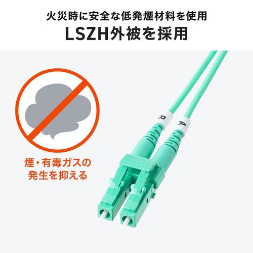 光ファイバーケーブル OM3 10GBASE-SR/SW規格 10Gbps マルチモード LC×2-LC×2 メガネ型 2芯 ショートブーツ デュプレックス 50μm 1m