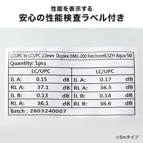 光ファイバーケーブル OM3 10GBASE-SR/SW規格 10Gbps マルチモード LC×2-LC×2 メガネ型 2芯 ショートブーツ デュプレックス 50μm 1m