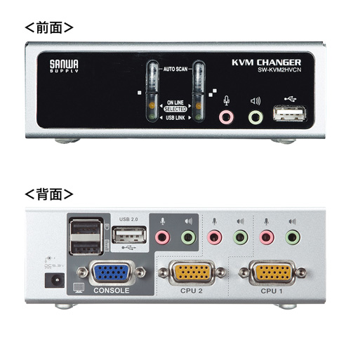 USB・PS/2コンソール両対応パソコン自動切替器(2:1)/YSWKKVM2HVCN/SW
