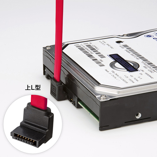 上L型シリアルATA3ケーブル(ストレート側ラッチ付き・0.7m)/TK-SATA3