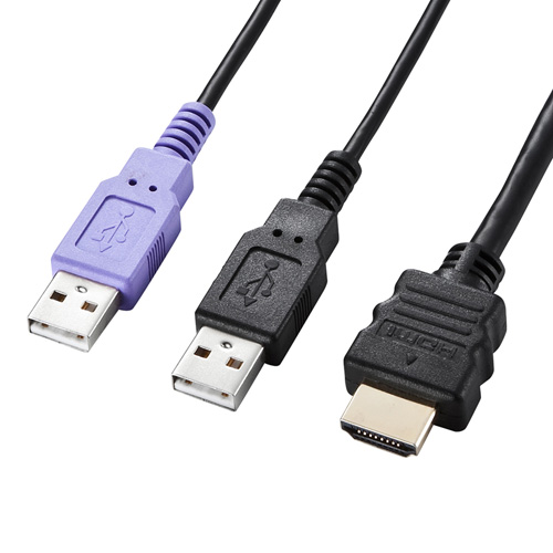HDMI対応パソコン自動切替器(手元スイッチ付き・2:1)/SW-KVM2WHU/SW