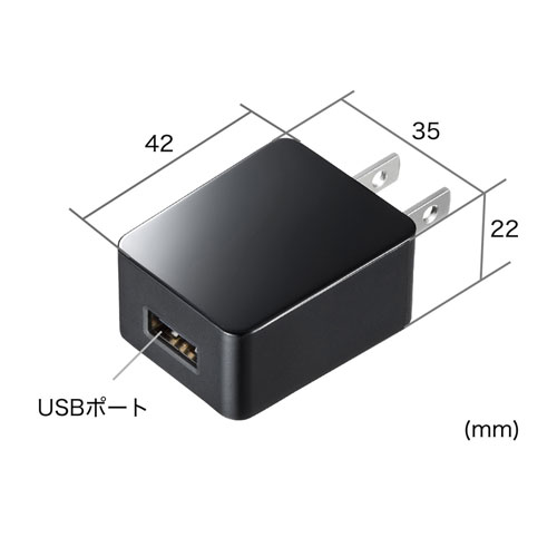 USB充電器(2A・高耐久タイプ・ブラック)