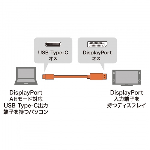 USB Type-C DisplayPort変換ケーブル 1m ブラック