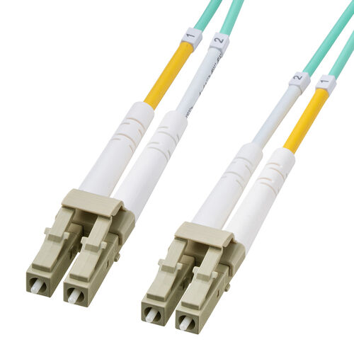 光ファイバーケーブル 1m OM3 10GBASE-SR/SW規格 10Gbps マルチモード LC×2-LC×2 メガネ型 2芯 50μm