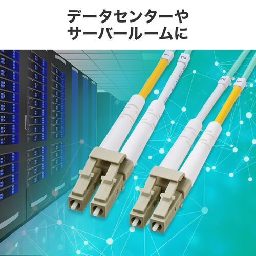 光ファイバーケーブル 1m OM3 10GBASE-SR/SW規格 10Gbps マルチモード LC×2-LC×2 メガネ型 2芯 50μm