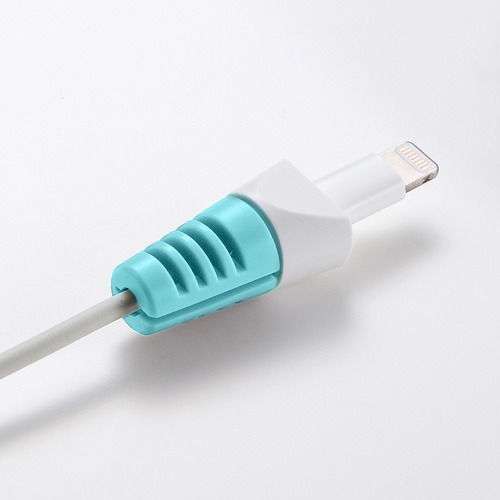 【アウトレット】Lightningケーブル 断線防止カバー ライトブルー 4個入り