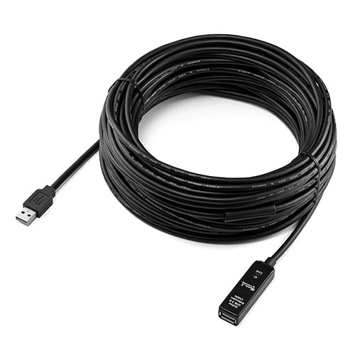 【アウトレット】USBアクティブリピーターケーブル 20m USB2.0 USB A(オス)-USB A(メス) ブラック 延長ケーブル
