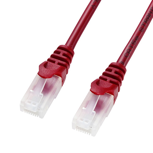 【アウトレット】ツメが折れない LANケーブル Cat5e 2m UTP より線 レッド