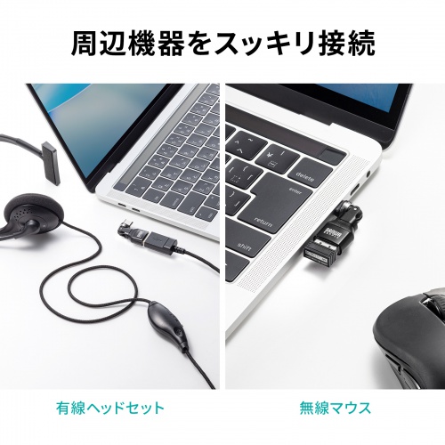 USB A to C 変換アダプタ 540°回転 上下左右 全方向対応 L字 L型 コネクタ USB2.0 Type-Cオス-USB Aメス 方向変換 ブラック