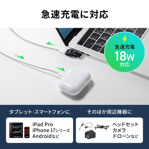 USB A to C 変換アダプタ 540°回転 上下左右 全方向対応 L字 L型 コネクタ USB2.0 Type-Cオス-USB Aメス 方向変換 ブラック