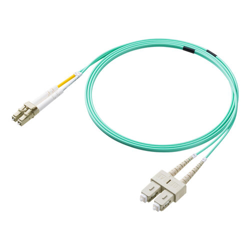 光ファイバケーブル OM3 10GBASE-SR/SW規格 10Gbps マルチモード LC×2-SC×2 メガネ型 2芯 50μm 2m