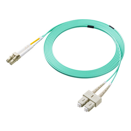 光ファイバケーブル OM3 10GBASE-SR/SW規格 10Gbps マルチモード LC×2-SC×2 メガネ型 2芯 50μm 3m