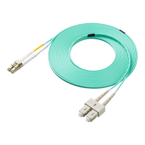 光ファイバケーブル OM3 10GBASE-SR/SW規格 10Gbps マルチモード LC×2-SC×2 メガネ型 2芯 50μm 5m