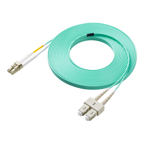 光ファイバケーブル OM3 10GBASE-SR/SW規格 10Gbps マルチモード LC×2-SC×2 メガネ型 2芯 50μm 10m