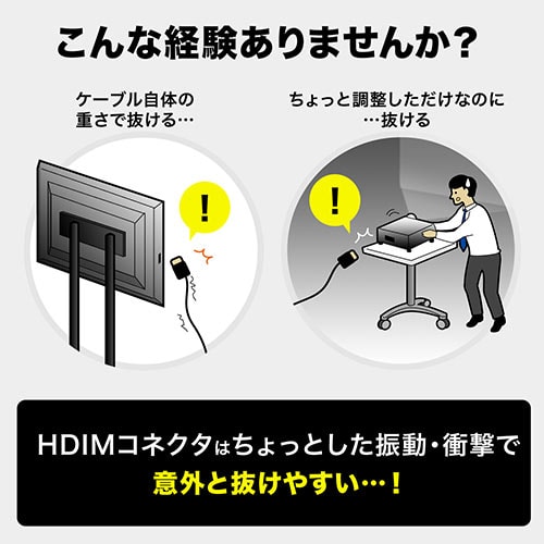 抜け止めHDMIケーブル(15m・4K/30Hz・3D対応・ラッチ内蔵・ブラック