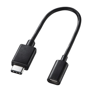 【アウトレット】Type C USB2.0 micro B変換アダプタケーブル 10cm ブラック