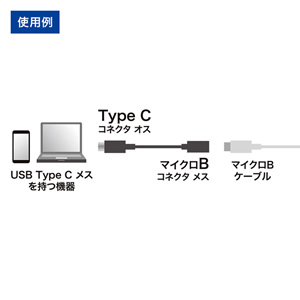 【アウトレット】Type C USB2.0 micro B変換アダプタケーブル 10cm ブラック