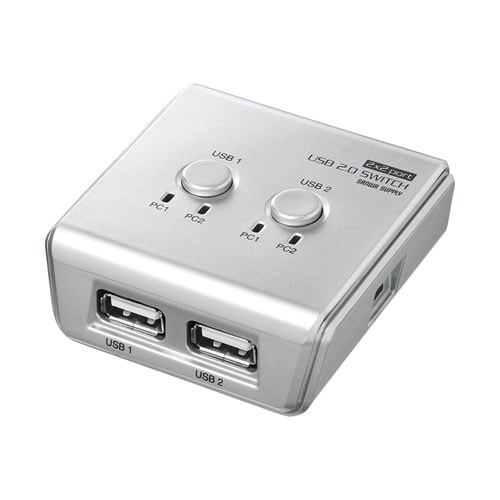 【アウトレット】USB切替器(USB2.0ハブ付き・手動・2回路)