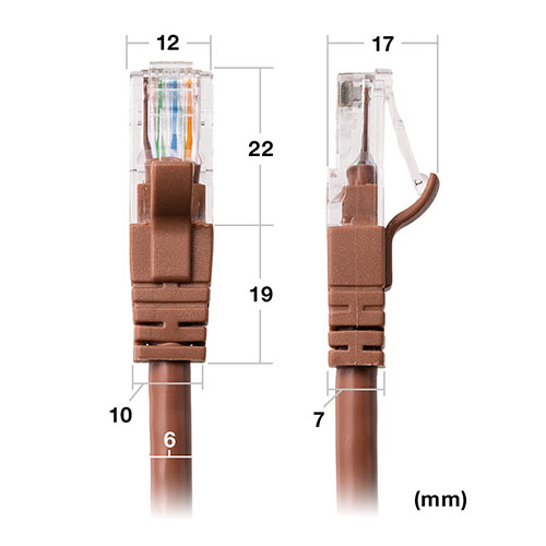 LANケーブル CAT6 より線 ストレート 3m ブラウン