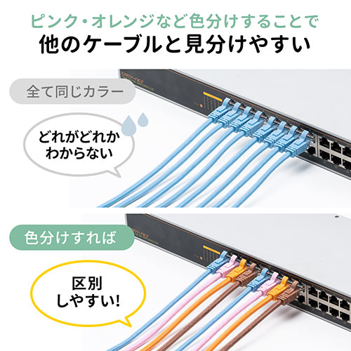 LANケーブル CAT6 より線 ストレート 5m ピンク/YK-LAN6T05P/500
