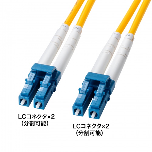 光ファイバケーブル 補強メガネ型 2芯 シングルモード 9μm LC×2-LC×2 10ギガ 1m