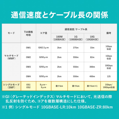 光ファイバケーブル 補強メガネ型 2芯 シングルモード 9μm LC×2-LC×2 10ギガ 1m