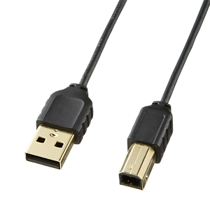 【アウトレット】 極細USB2.0ケーブル(A-Bタイプ、0.5m・ブラック)