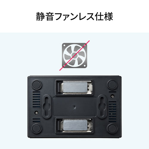 Giga対応 スイッチングハブ 5ポート プラスチック筐体 ACアダプタ電源 固定用マグネット ループ検知機能つき