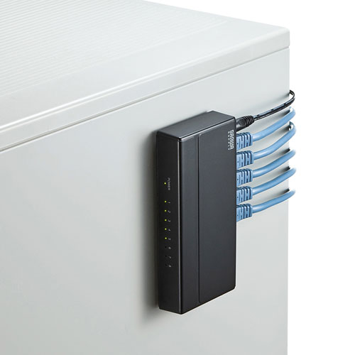 Giga対応 スイッチングハブ 8ポート プラスチック筐体 ACアダプタ電源 固定用マグネット ループ検知機能つき