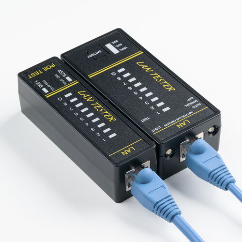 【アウトレット】LANテスター PoEチェッカー機能 RJ-45 RJ-11 親機・子機脱着可 LED表示 LEDライト内蔵