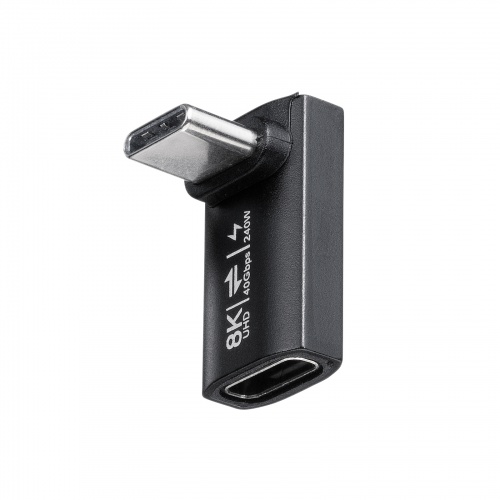 USB-C変換アダプタ L字型 垂直タイプ USB 40Gbps USB PD240W CtoCコネクタ ブラック